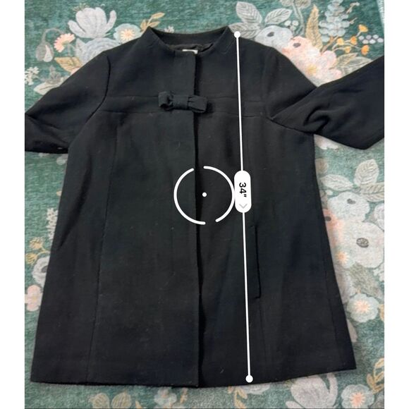 J. Crew Bow Front Coat Women’s Black Wool Button Up Long Peacoat sz 20 Jacket 2x - Picture 11 of 16
